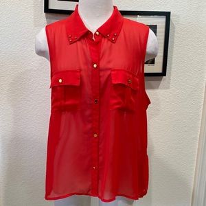 Decree Red Sheer Top